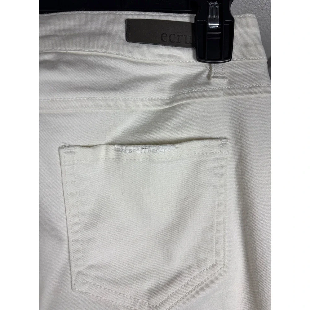 Ecru The Bel-Air Cuffed Skinny Jeans White Rhinestone Detail Womens Size 4 - Picture 6 of 11